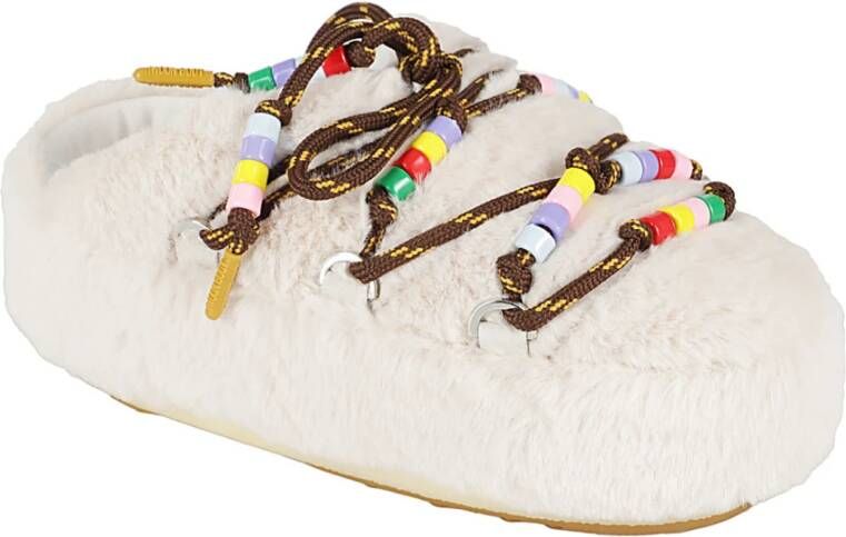 moon boot Faux Fur Beads Mule Stijl White Dames