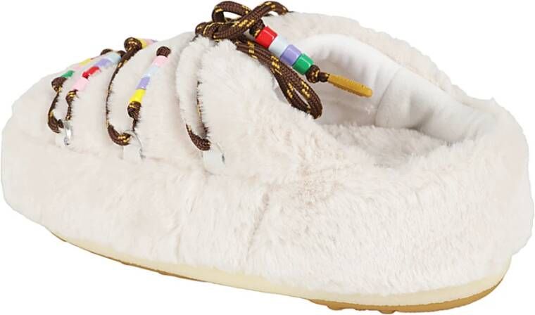 moon boot Faux Fur Beads Mule Stijl White Dames