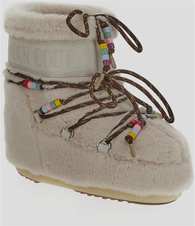 moon boot Faux Fur Beads Winter Schoen Beige Dames