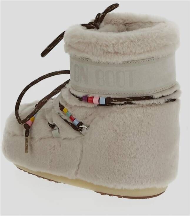 moon boot Faux Fur Beads Winter Schoen Beige Dames