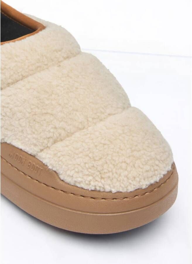 moon boot Fleece Slip-On Puffer Schoenen Beige Dames