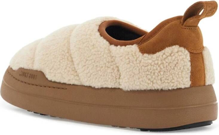 moon boot Gewatteerde Fleece Slip-on Sneakers Beige Dames