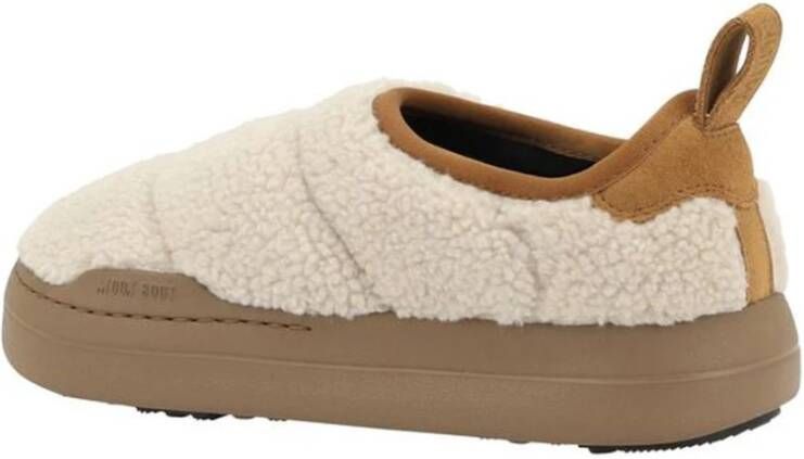 moon boot Gewatteerde Shearling Antislip Schoenen Ronde Neus Beige Dames