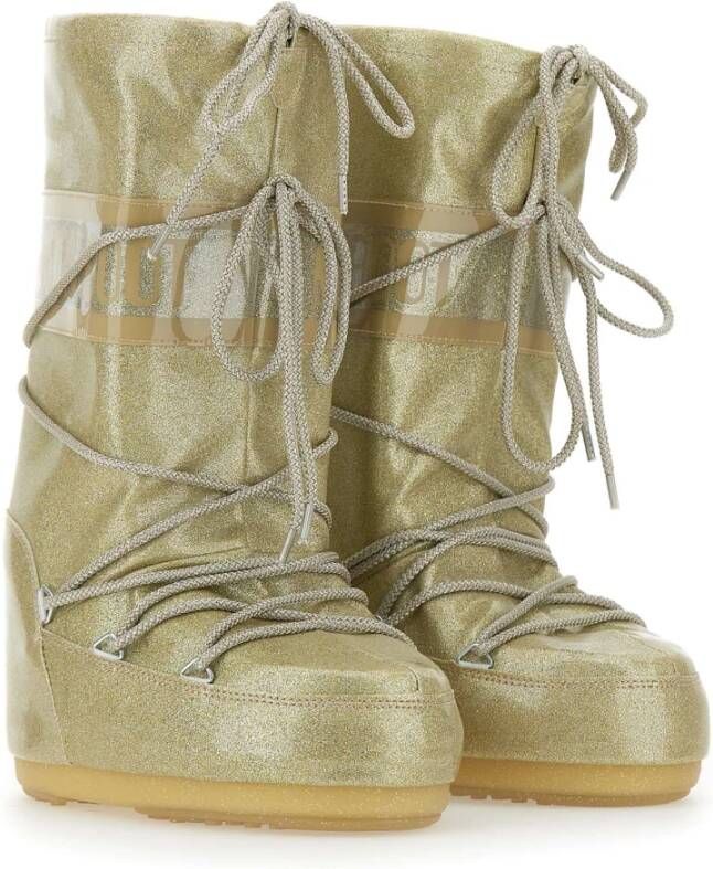 moon boot Gouden Glitterlaarzen met PVC-afwerking Yellow Dames