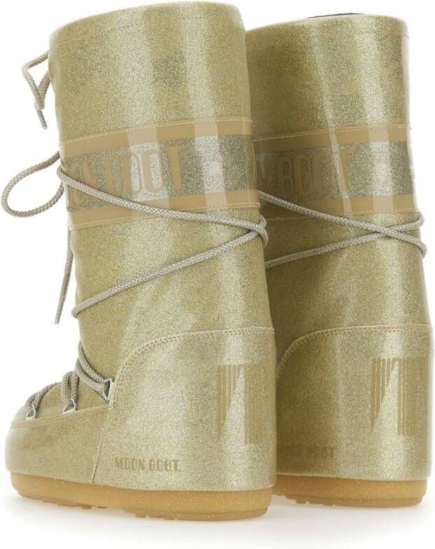 moon boot Gouden Glitterlaarzen met PVC-afwerking Yellow Dames