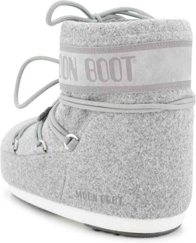 moon boot Grijze Suède Platte Schoenen met Logo Gray Dames