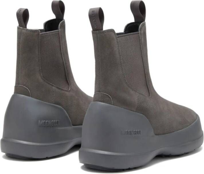 moon boot Grijze Suède Platte Schoenen met Oversized Rubberen Zool Gray Dames