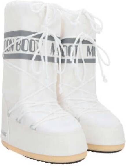 moon boot Hoge sneeuwlaars in wit nylon met logo print White Dames