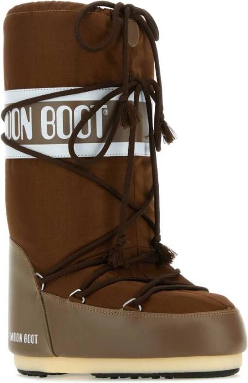 moon boot Icon Bruin Nylon Leren Laarzen Brown Dames