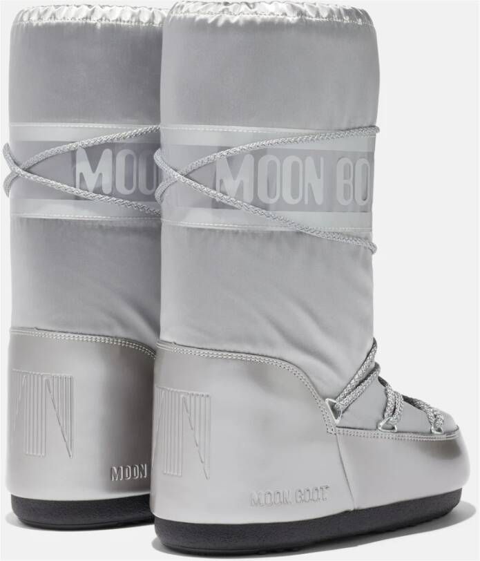 moon boot Icon Glance Zilveren Satijnen Laarzen Gray Dames