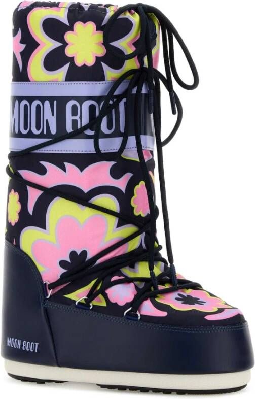 moon boot Icon Laarzen in Bedrukt Canvas en Synthetisch Leer Multicolor Dames