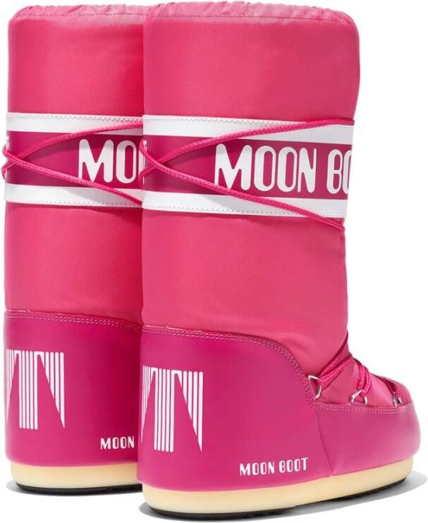 moon boot Nylon Gevoerde Laarzen Front Lace Rubberen Zool Pink Dames