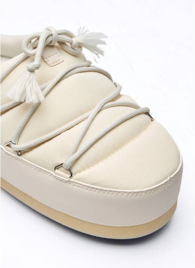 moon boot Nylon Lace-Up Mules met Logo Print Beige Dames