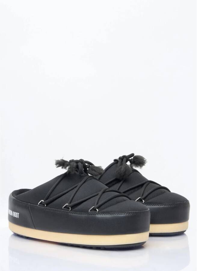 moon boot Nylon Lace-Up Mules met Logo Print Black Dames