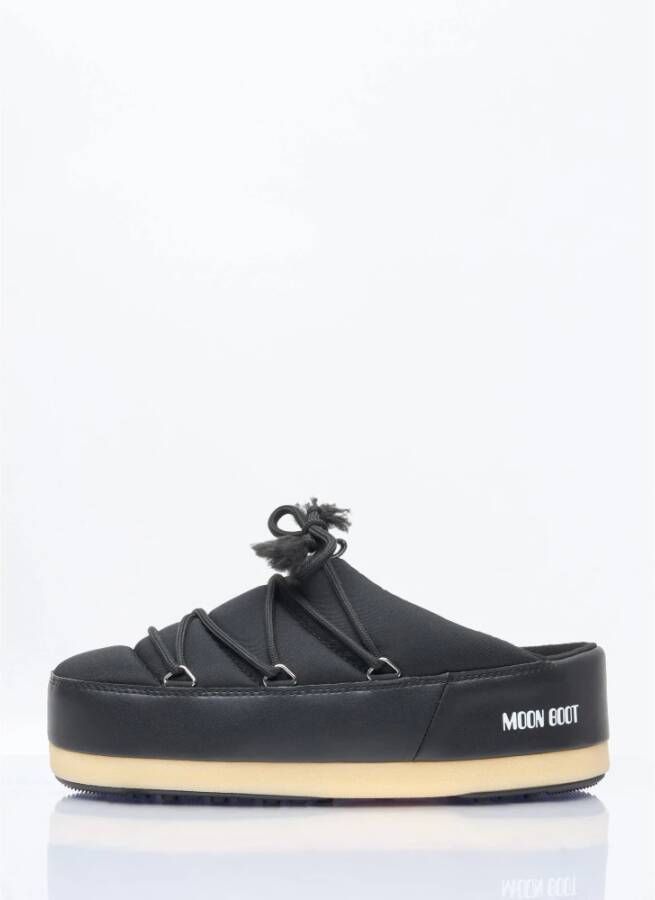 moon boot Nylon Lace-Up Mules met Logo Print Black Dames