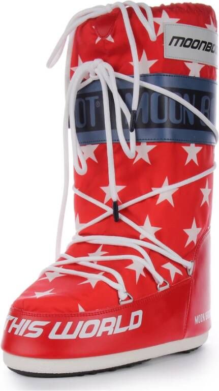 moon boot Retro Biker Laarzen Rood Blauw Red Dames