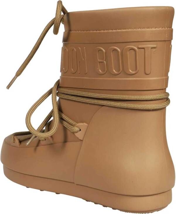 moon boot Rubberen regenlaarzen met reliëf logo Beige Dames