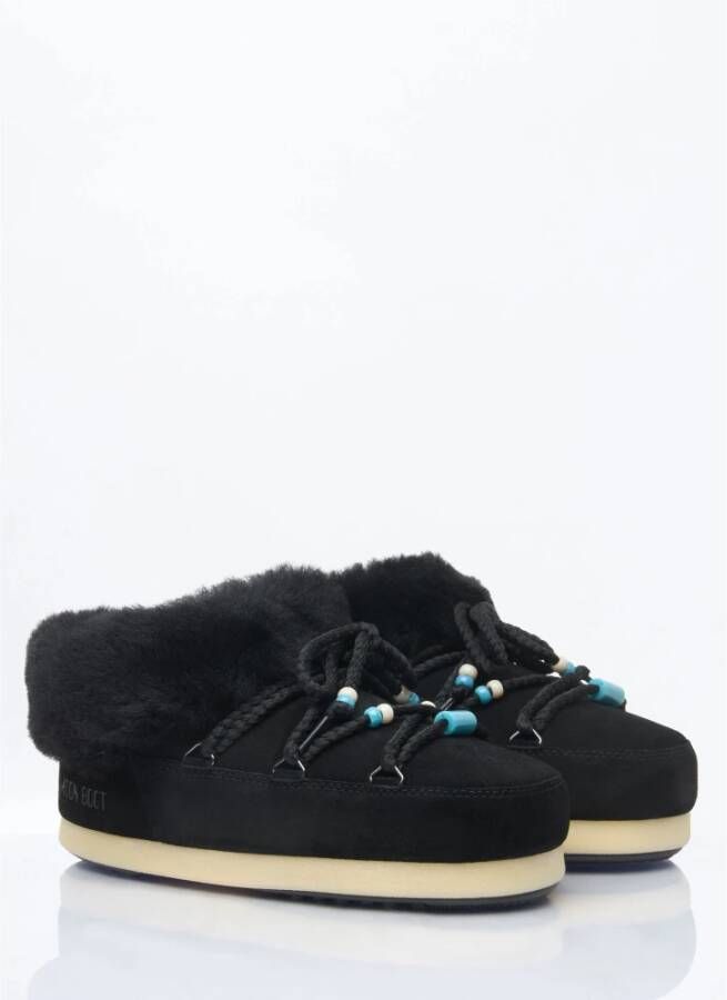 moon boot Shearling Beaded Suède Muiltjes Black Dames