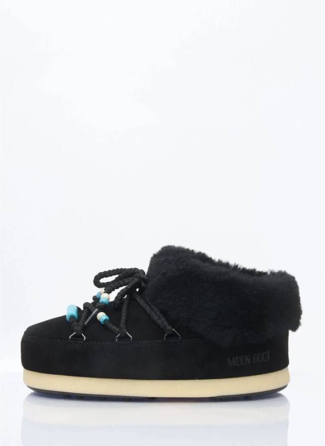 moon boot Shearling Beaded Suède Muiltjes Black Dames