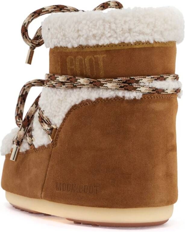 moon boot Shearling Snowboots met kruisveters Brown Dames