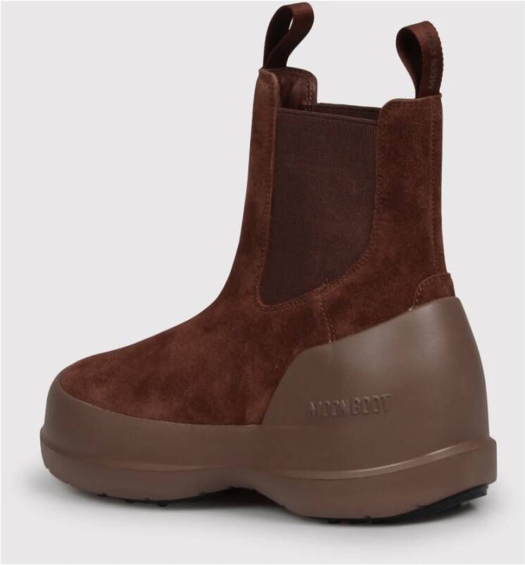 moon boot Suède Chelsea Laarzen met Logodetail Brown Dames