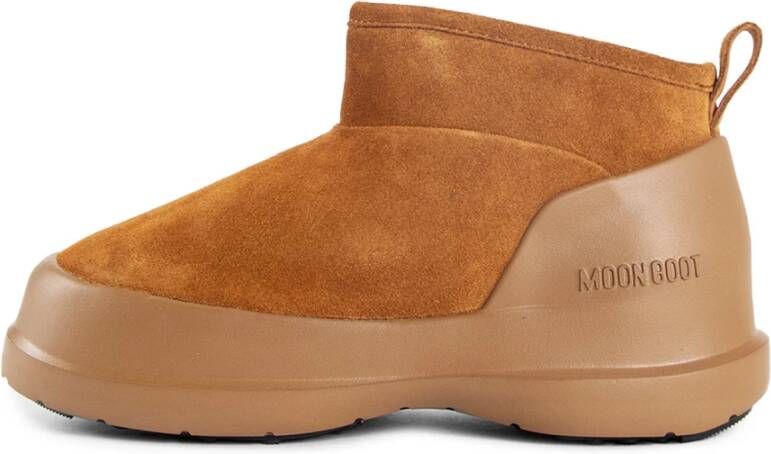 moon boot Suede Low Boot met Faux Fur Brown Dames