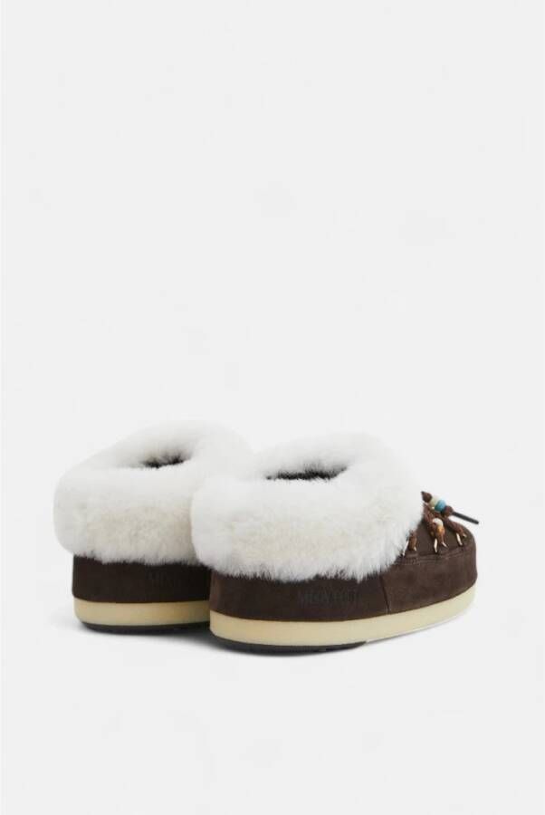 moon boot Suede Muiltje met Faux-Fur Voering Brown Dames