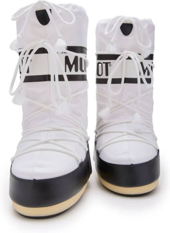 moon boot Tweekleurig Logo Print Veterschoenen White Dames