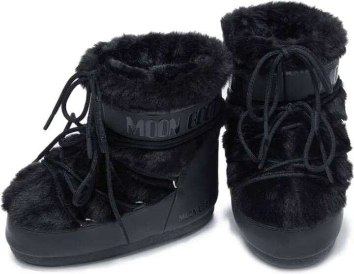 moon boot Winterlaarzen met nepbont en veters Black Dames