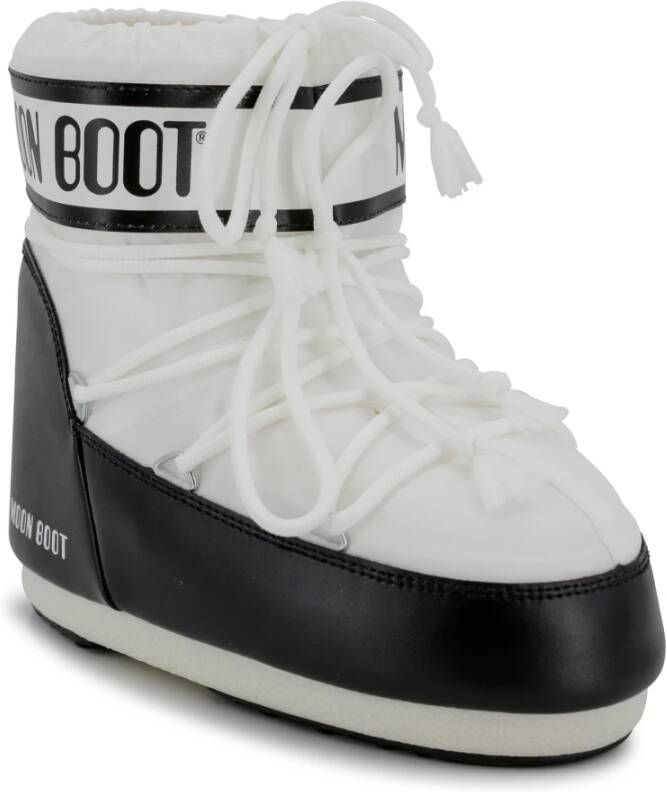 moon boot Witte canvas platte schoenen met logo White Dames