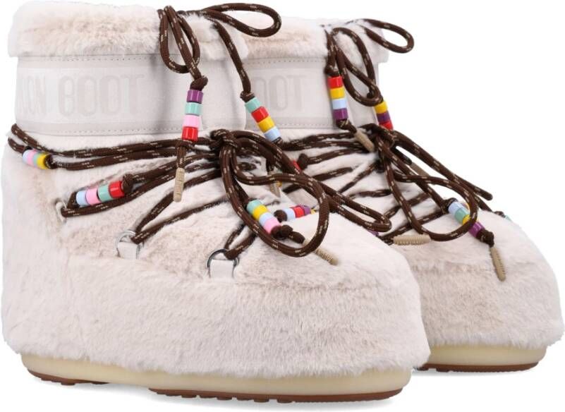 moon boot Witte Gesloten Schoenen Icon Low Faux-Fur Beige Dames