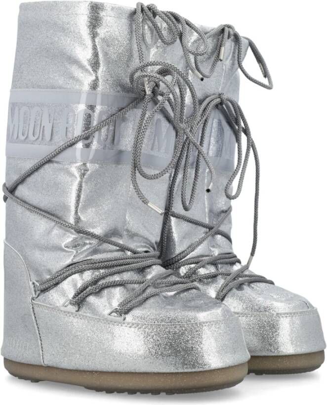 moon boot Zilver Glitter High-Top Schoenen Gray Dames