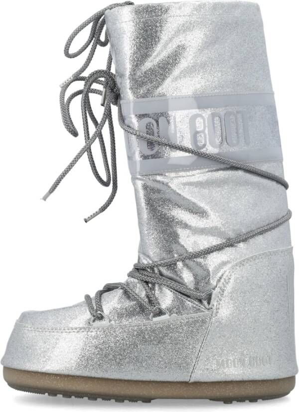 moon boot Zilver Glitter High-Top Schoenen Gray Dames