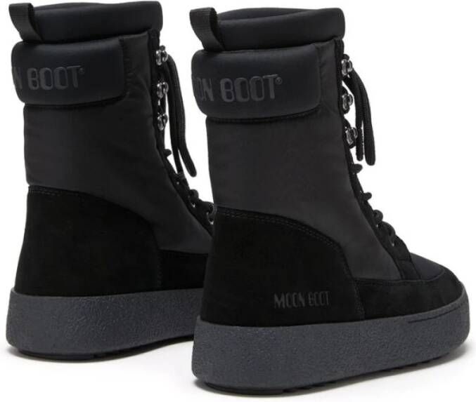 moon boot Zwarte Gewatteerde Enkellaarzen met Veters Black Dames