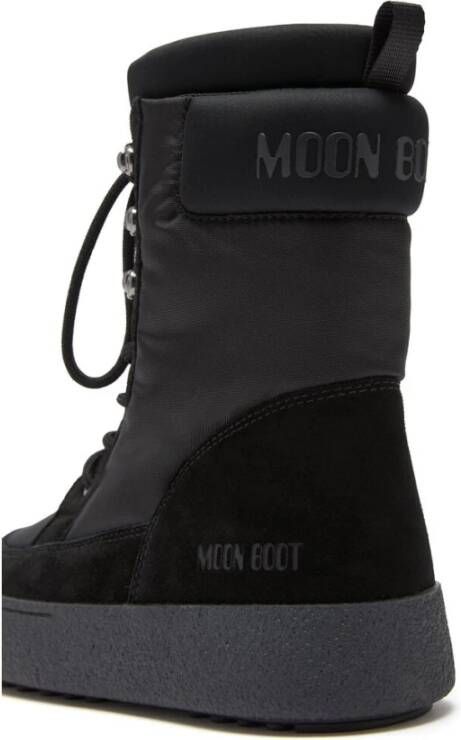 moon boot Zwarte Gewatteerde Enkellaarzen met Veters Black Dames