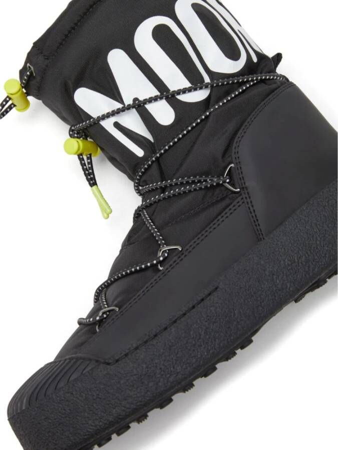 moon boot Zwarte platte schoenen met PVC-details Black Heren