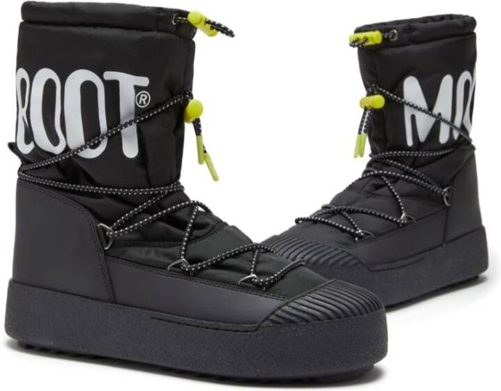 moon boot Zwarte platte schoenen met PVC-details Black Heren