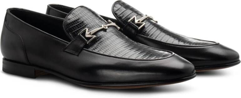 Moreschi Zwarte leren Loafer met exotische details Black Heren