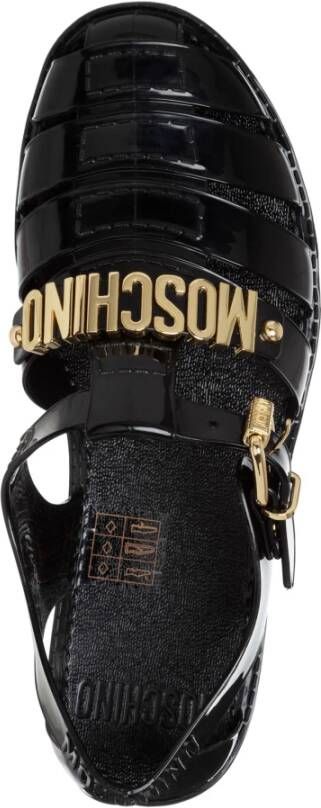 Moschino Band Sluiting Effen Jelly Sandalen Black Heren