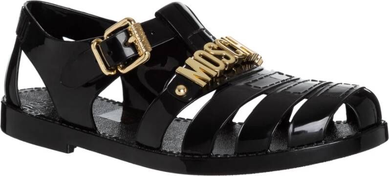 Moschino Band Sluiting Effen Jelly Sandalen Black Heren