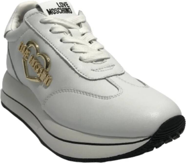 Moschino Dames Leren Sneaker Love in Zwart en Wit Dames