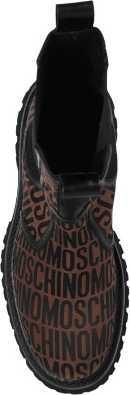 Moschino Enkellaarzen met logo Brown Dames