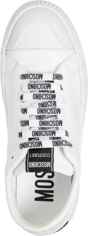 Moschino Gestreepte Sneakers met Vetersluiting White Heren