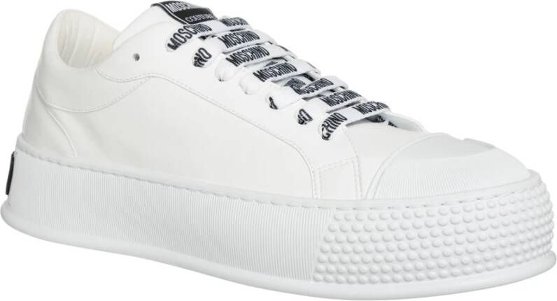 Moschino Gestreepte Sneakers met Vetersluiting White Heren