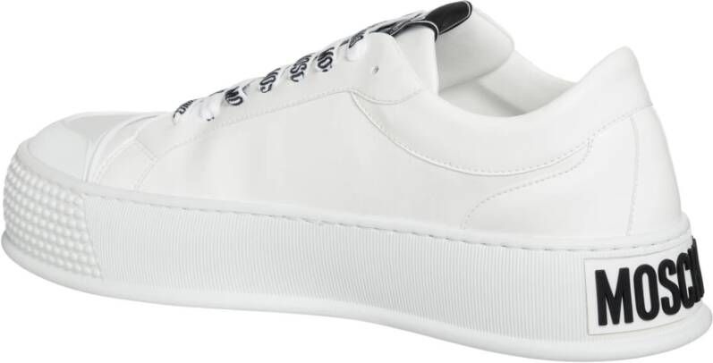 Moschino Gestreepte Sneakers met Vetersluiting White Heren