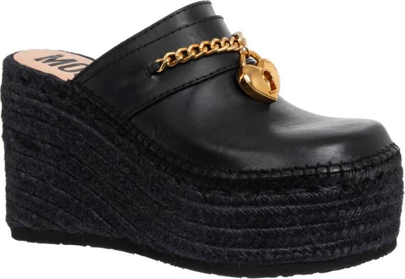 Moschino Hart Wedges Effen Patroon Geen Sluiting Black Dames