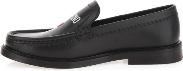 Moschino Hartprint Leren Loafers Black Dames