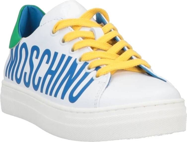 Moschino Kleurrijke leren lage sneakers White Dames