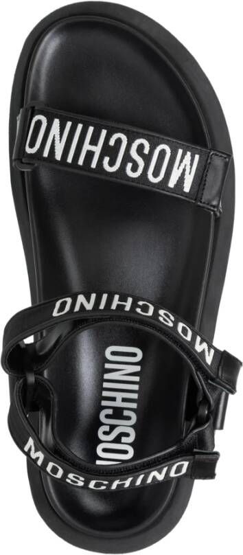 Moschino Klittenbandsluiting Sandalen Effen Kleur Black Heren