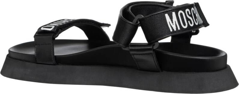 Moschino Klittenbandsluiting Sandalen Effen Kleur Black Heren